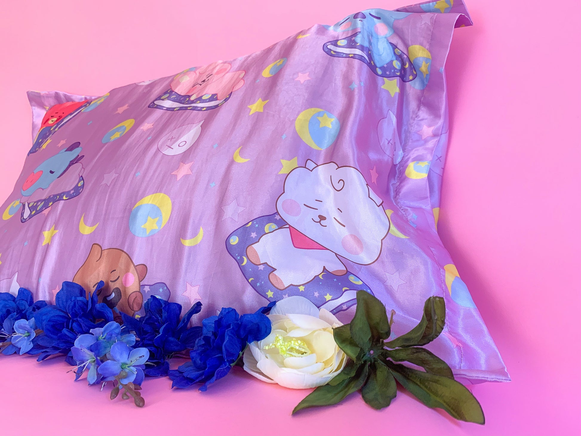 BT21 Themed Satin Pillowcase